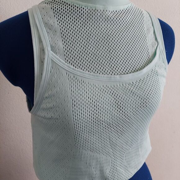 Nike City Ready Slim Fit Seamless Mesh Tank Top Turquoise Small - Picture 2 of 7